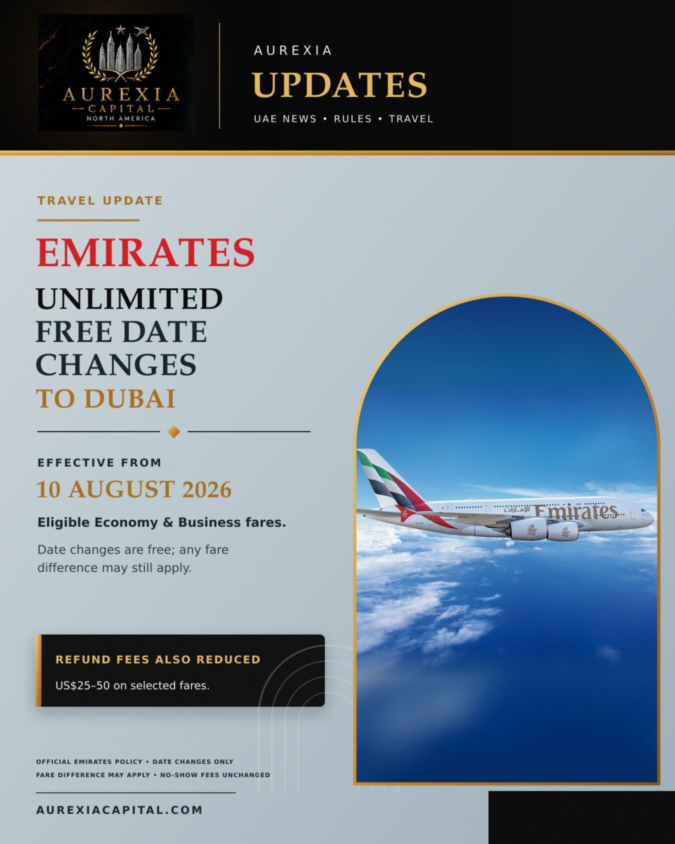 Emirates: Free Date Changes for Travel to Dubai